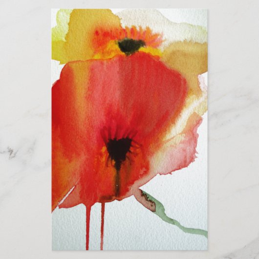 Red Poppies waterverf moderne bloemkunst Briefpapier (Voorkant)