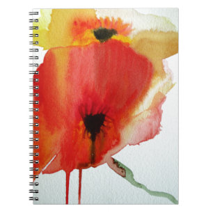 Red Poppies waterverf moderne bloemkunst Notitieboek