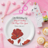 Red Poppies Wedding Papieren Bordje (Feest)