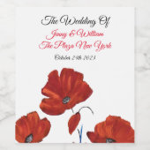 Red Poppies Wedding Wijn Etiket (Enkel label)