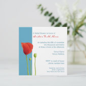 Red Poppy aqua Bridal Shower Kaart (Staand voorkant)