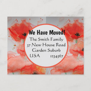 Red Poppy Aquarelle Nouvelle adresse Carte postale