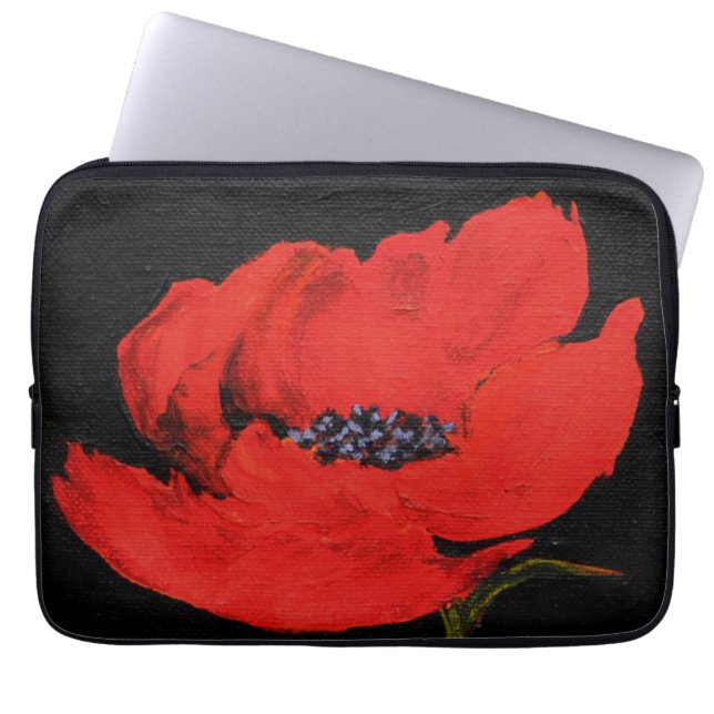 Red Poppy Art Laptop Sleeve (Voorkant)