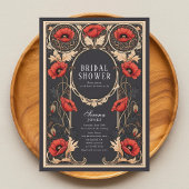 Red Poppy Art Nouveau Bruids Douche Uitnodiging