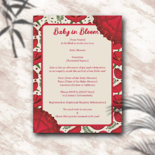 Red Poppy Baby Bloom Shower Invitation