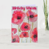Red Poppy-blaasjes voor ventilatorWaterverf Kaart (Voorkant)