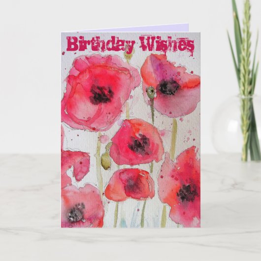 Red Poppy-blaasjes voor ventilatorWaterverf Kaart (Voorkant)