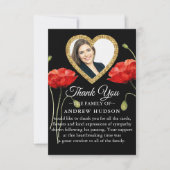 Red Poppy Black Modern Funeral Hartelijk dank Bedankkaart (Voorkant)