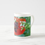 Red Poppy Bloom with Grace Bone China Mug (Devant droit)