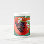 Red Poppy Bloom with Grace Bone China Mug (Devant)