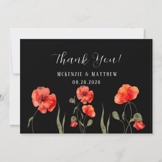 Red Poppy & Butfly Truck Mariage Carte de remercie (Devant)
