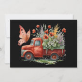 Red Poppy & Butfly Truck Mariage Carte de remercie (Dos)