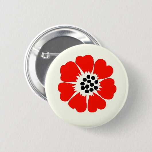 Red Poppy Button (Voorkant /achterkant)