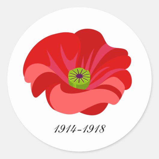 Red poppy commemorative ronde sticker (Voorkant)