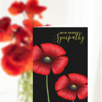 Red Poppy Condoly Sympathie Card