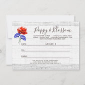 Red Poppy Cornflower Rustic Cadeaubont Kaart (Achterkant)
