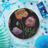 Red Poppy dark Flowers Pattern Paper Party Bord (Feest)