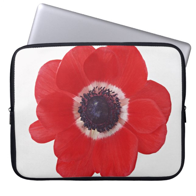 Red Poppy Electronics Bag Laptop Sleeve (Voorkant)