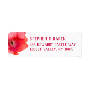 Red Poppy Elegant Return Address Label