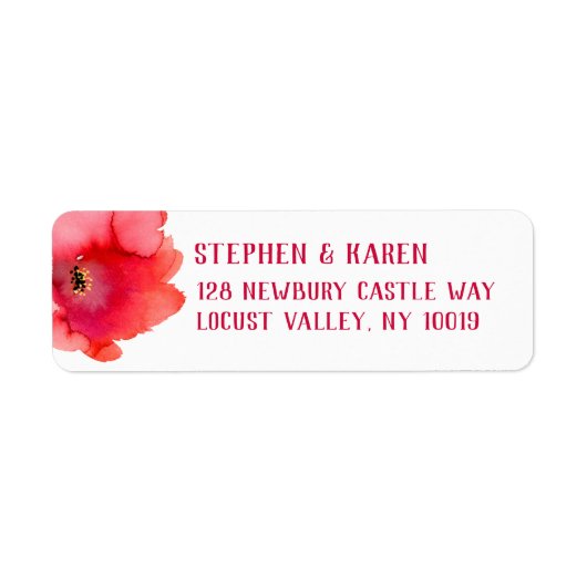Red Poppy Elegant Return Address Label (Voorkant)