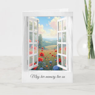 Red Poppy en Dahlia Field in Sympathy Window Kaart