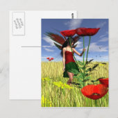 Red Poppy Fairy in een zomerveld Briefkaart (Voorkant / Achterkant)