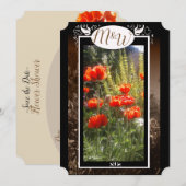Red Poppy Feilds Invitations de douche à fleurs (Devant / Derrière)