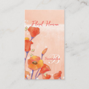 Red Poppy Field Elegant Monogram Visitekaartje