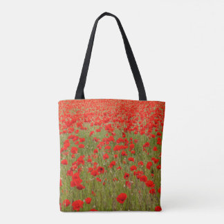 Red poppy field of flowers tie draagtas
