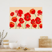 Red Poppy Field Poster (Keuken)