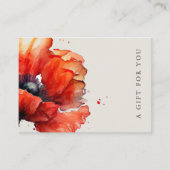 Red Poppy Floral Élégant certificat cadeau (Devant)