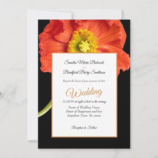 Red Poppy Floral Elegant Modern Custom Wedding (Voorkant)