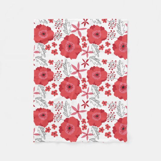 Red Poppy Floral Fleece deken (Voorkant)