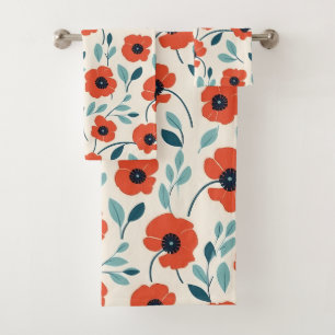 Red Poppy Floral Print Motif sans couture