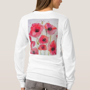 Red Poppy floral Waterverf Art Flower Pattern T-shirt