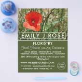 Red Poppy, Floristry Adverteren Flyer (Enkel)