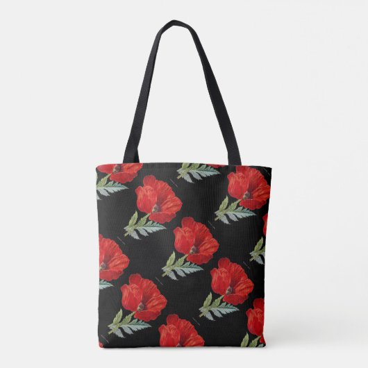 Red Poppy Flower All-Over-Print Canvas tas (Achterkant)