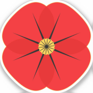 Red Poppy Flower Herdenking Design Sticker