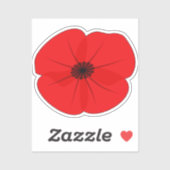 Red Poppy Flower Herdenking Design Sticker (Vel)
