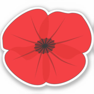 Red Poppy Flower Herdenking Design Sticker