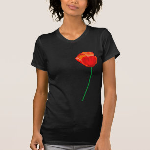 Red Poppy Flower Illustration T-shirt