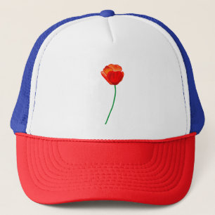 Red Poppy Flower Illustration Trucker Pet