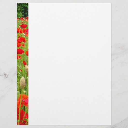 Red Poppy Flower Letterhead Custom Poppies (Voorkant)