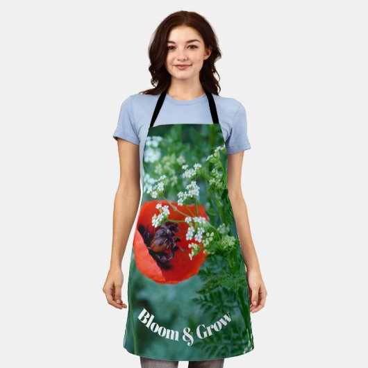 Red Poppy Flower Macro Art: Kitchen Apron Schort (Gedragen)