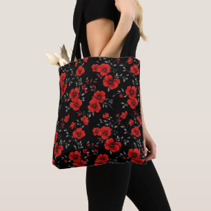 Red Poppy Flower Pattern Draagtas