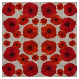 Red Poppy Flower Pattern Stof