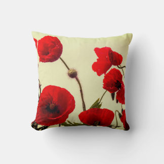 Red Poppy Flowers Abstracte kleurrijke digitale ku Kussen
