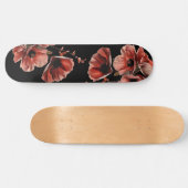 Red Poppy Flowers Black Skateboard (Horizontaal)