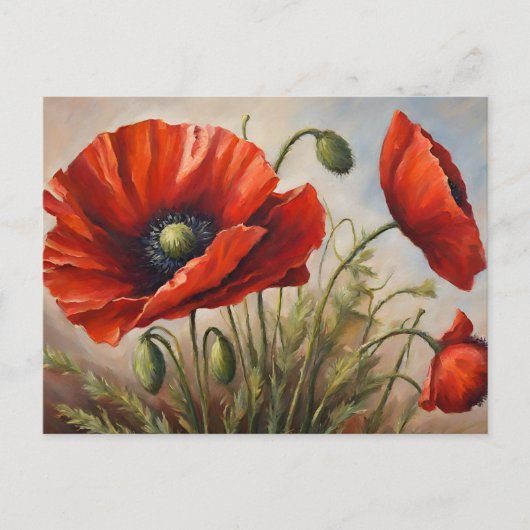 Red Poppy Flowers Briefkaart (Voorkant)