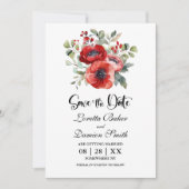 Red Poppy Flowers Bruiloft Save the Date (Voorkant)